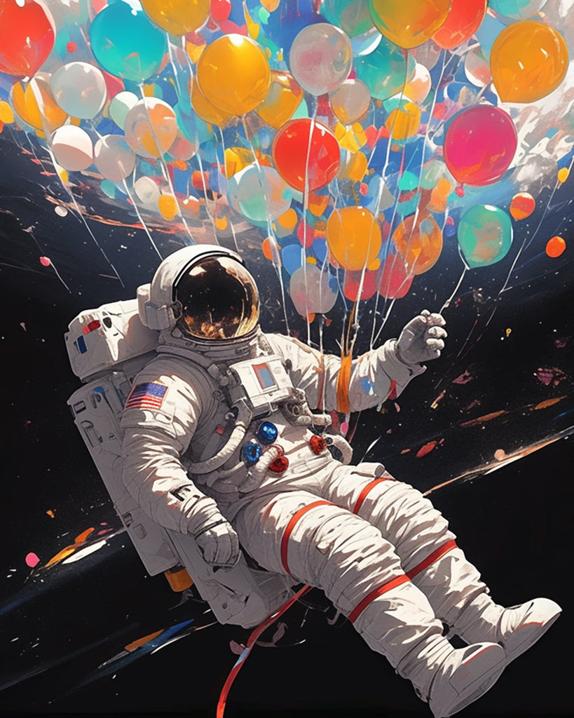 Astronaut met Ballon in de Ruimte Schilderen op Nummers
