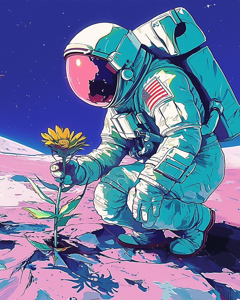 Astronauten Plukken een Bloem Schilderen op Nummers