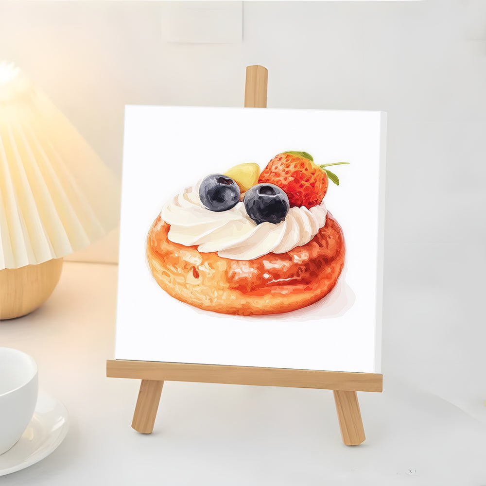 Bagel met Bosbessen en Aardbeien Mini Schilderen op Nummers