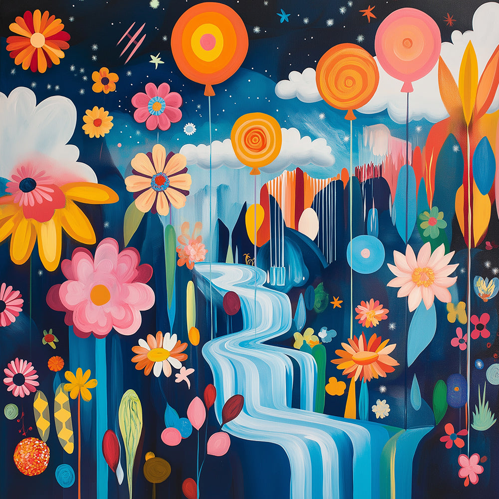 Beeldverhaal Vallei, Rivier en Bloemen Schilderen op Nummers