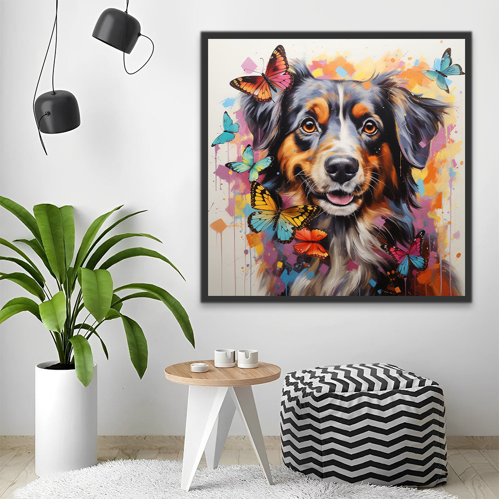 Berner Sennenhond en Vlinders Schilderen op Nummers