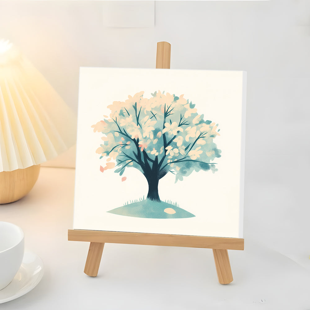 Blauw en Roze Bloeiende boom Mini Schilderen op Nummers