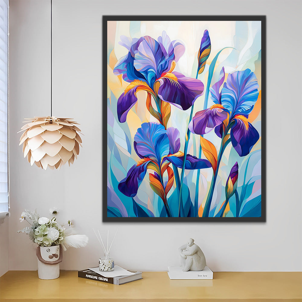 Blauw-Paarse Irissen Schilderen op Nummers