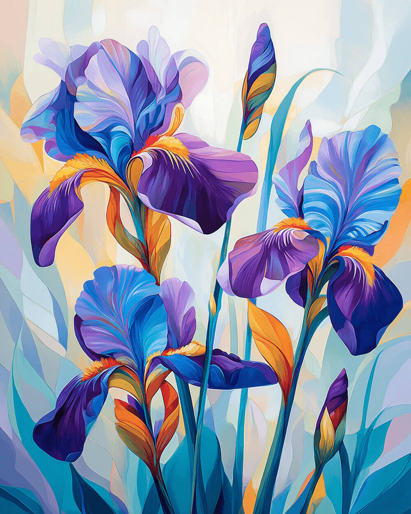 Blauw-Paarse Irissen Schilderen op Nummers