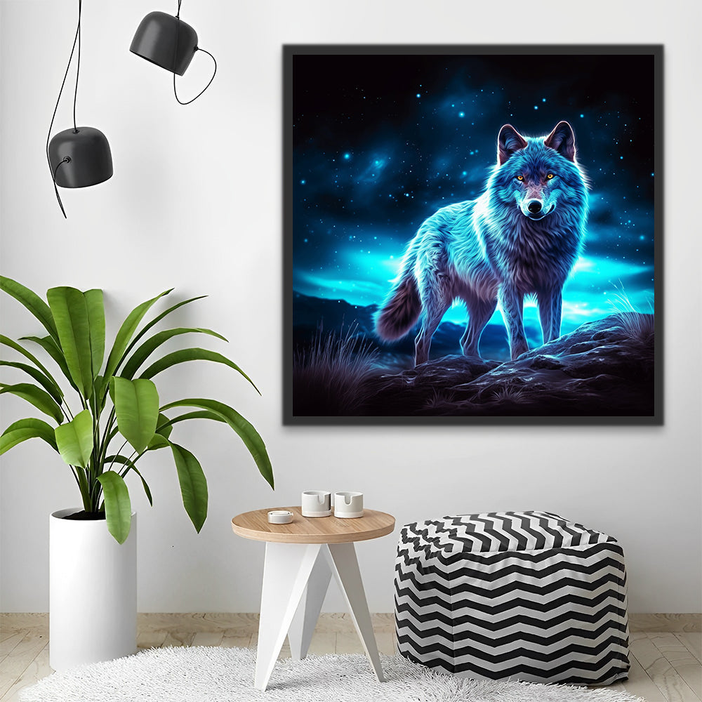 Blauwe Aurora en Wolf Schilderen op Nummers