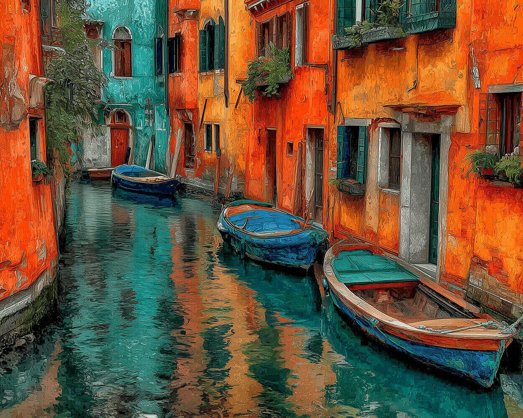 Blauwe Boten in Venetië Schilderen op Nummers