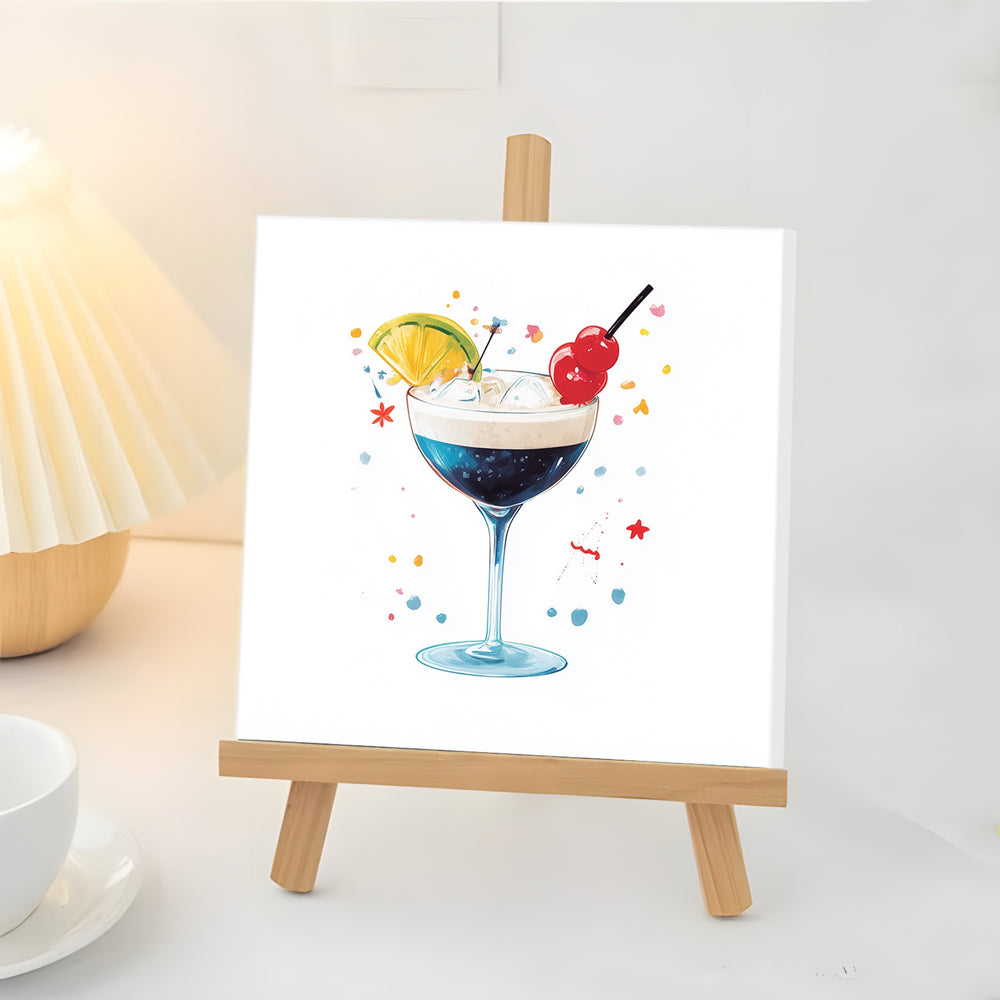 Blauwe Cocktail met Ijs Mini Schilderen op Nummers