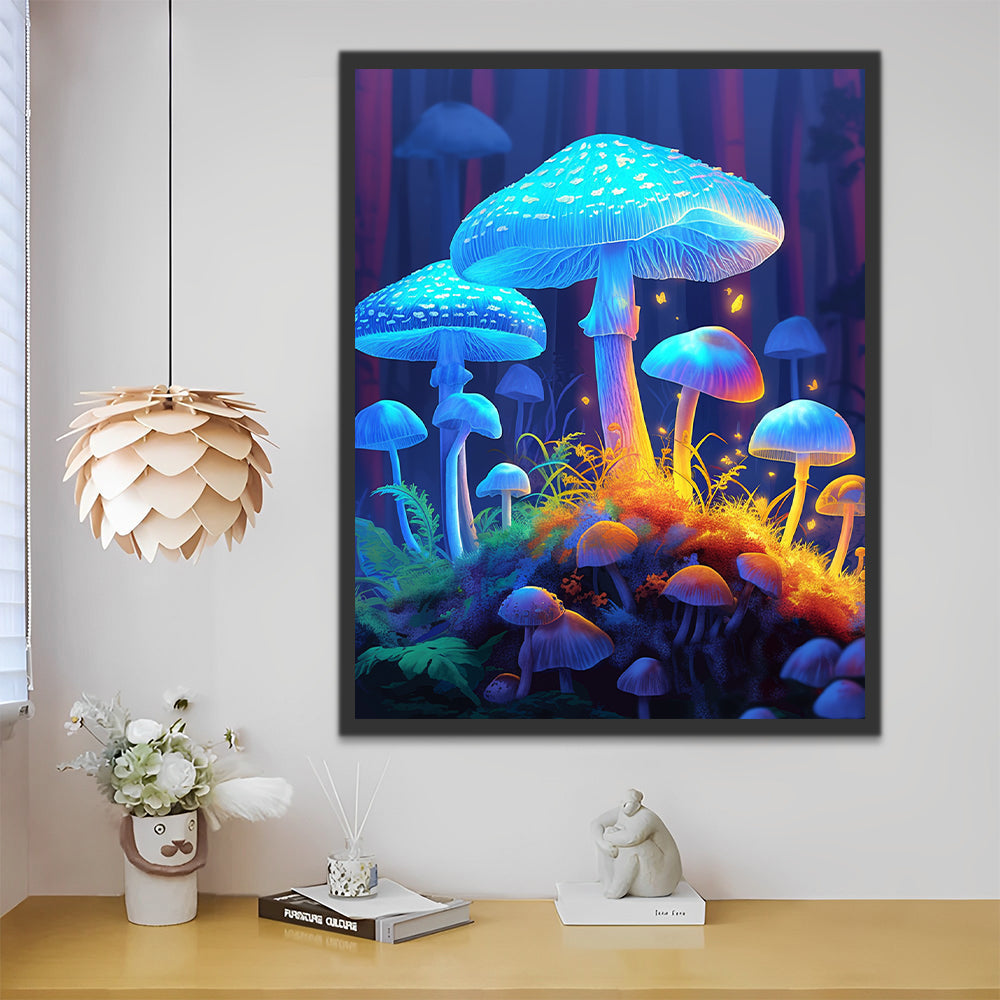 Blauwe Gloeiende Paddenstoelen Schilderen op Nummers