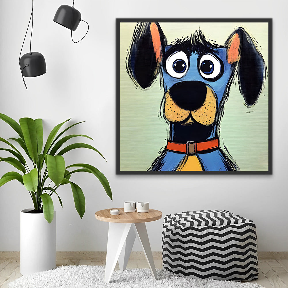 Blauwe Hond met Zwarte Oren Schilderen op Nummers