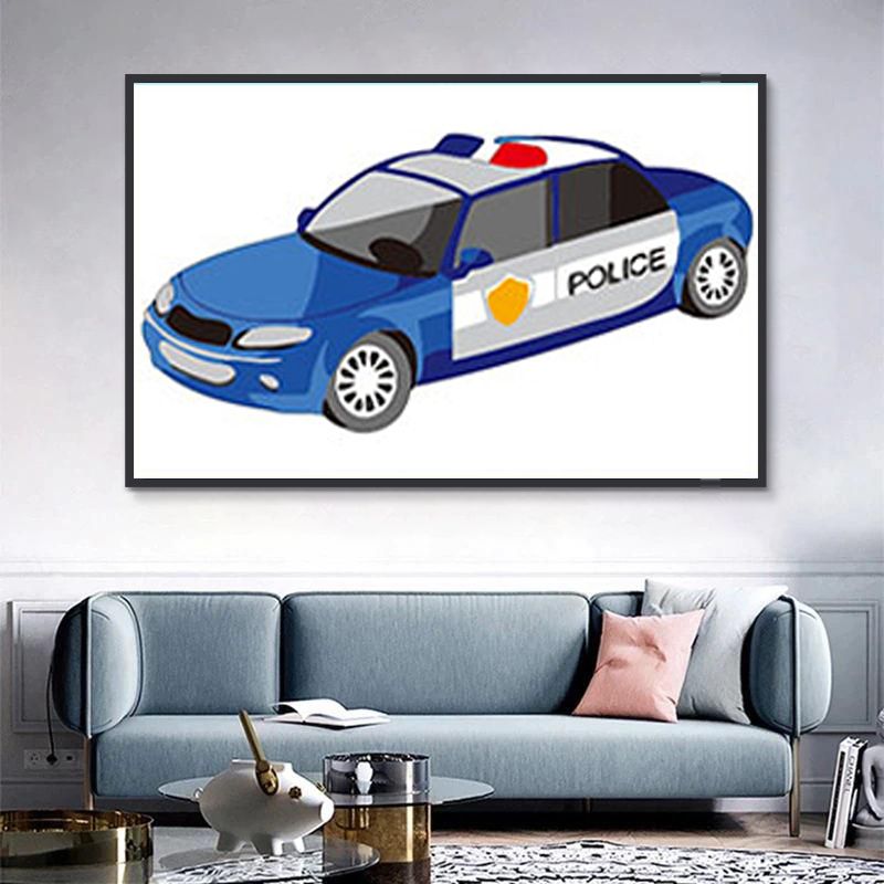 Blauwe Politie Auto Schilderen op Nummers