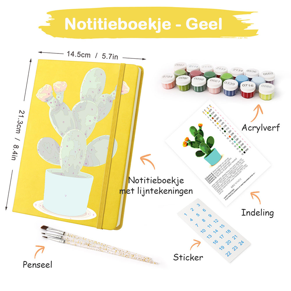 Bloeiende Cactuspot Notitieboek Schilderen op Nummers