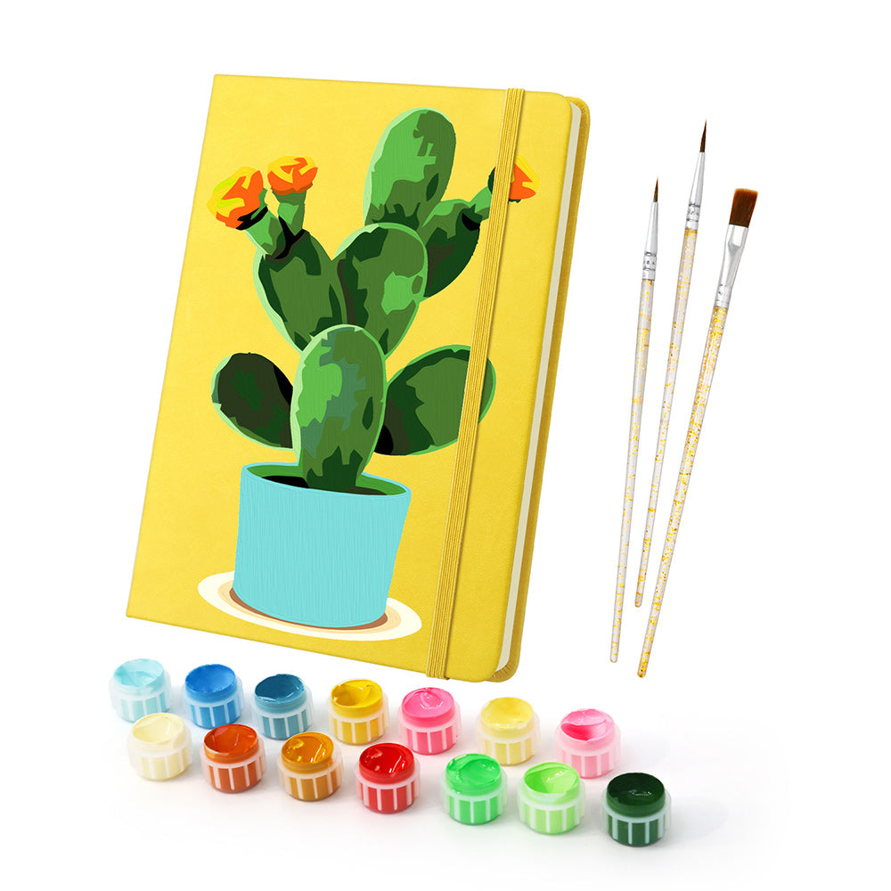 Bloeiende Cactuspot Notitieboek Schilderen op Nummers