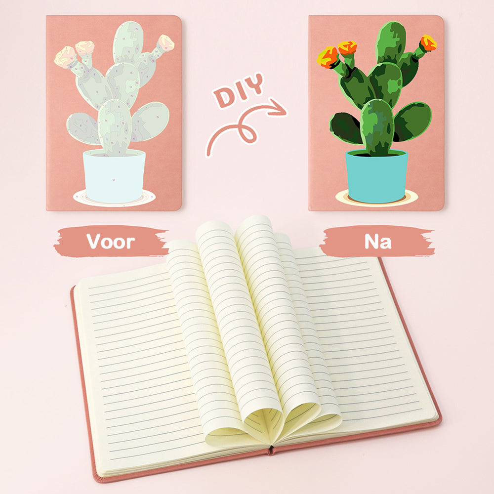 Bloeiende Cactuspot Notitieboek Schilderen op Nummers