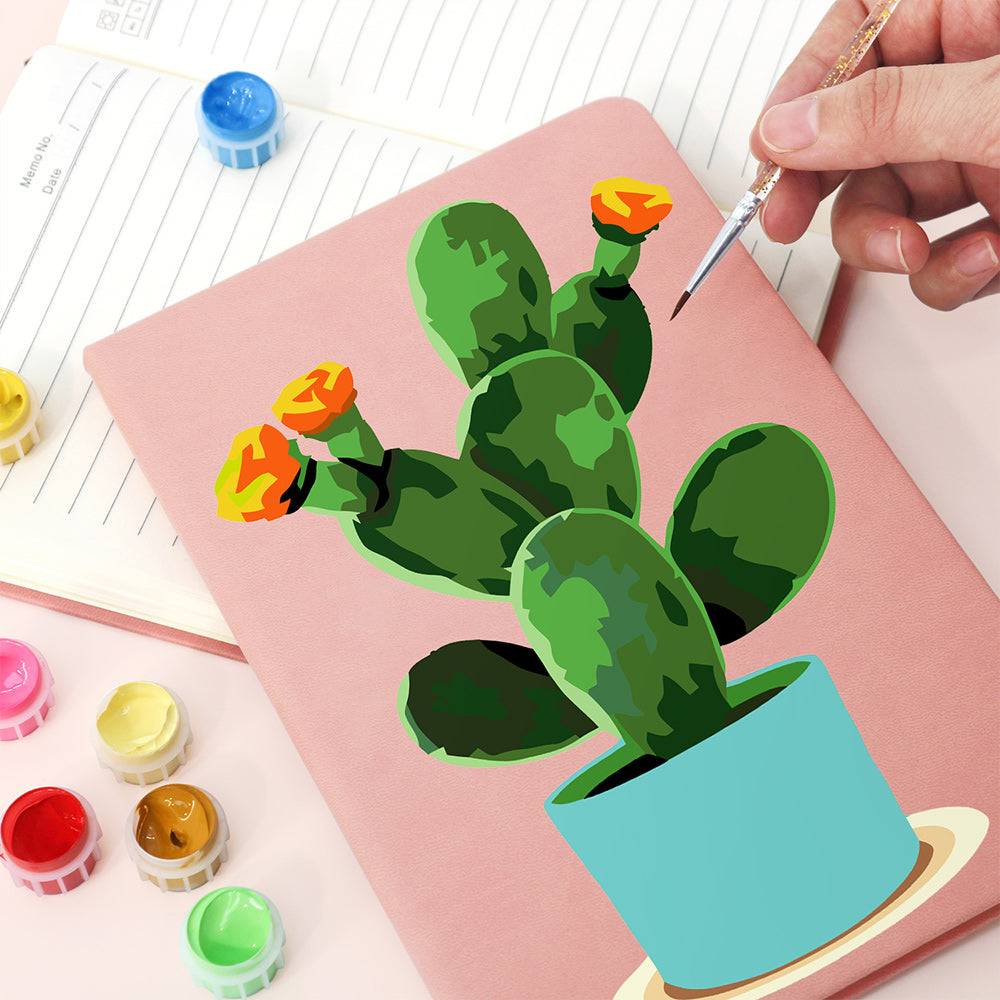 Bloeiende Cactuspot Notitieboek Schilderen op Nummers