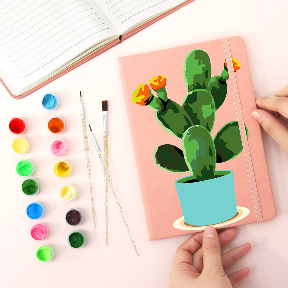 Bloeiende Cactuspot Notitieboek Schilderen op Nummers