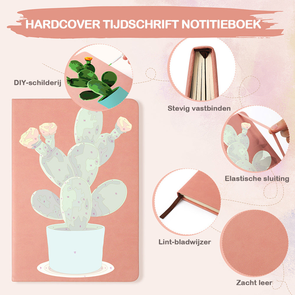 Bloeiende Cactuspot Notitieboek Schilderen op Nummers