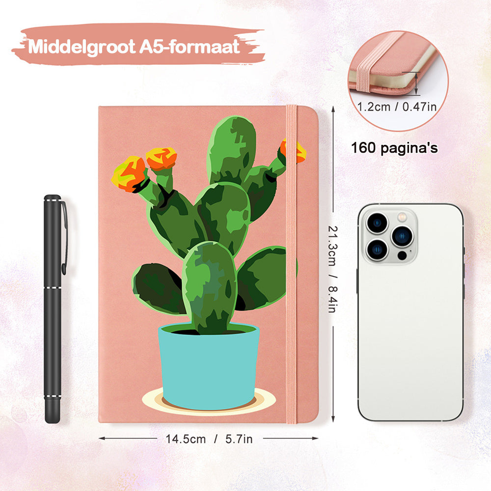Bloeiende Cactuspot Notitieboek Schilderen op Nummers