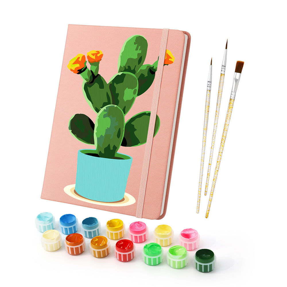 Bloeiende Cactuspot Notitieboek Schilderen op Nummers