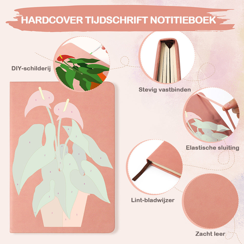 Bloeiende Groene Kamerplanten Notitieboek Schilderen op Nummers