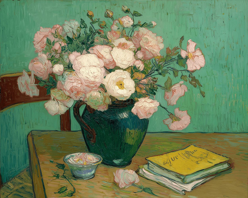 Bloemen en Boek in de Stijl van Van Gogh Schilderen op Nummers