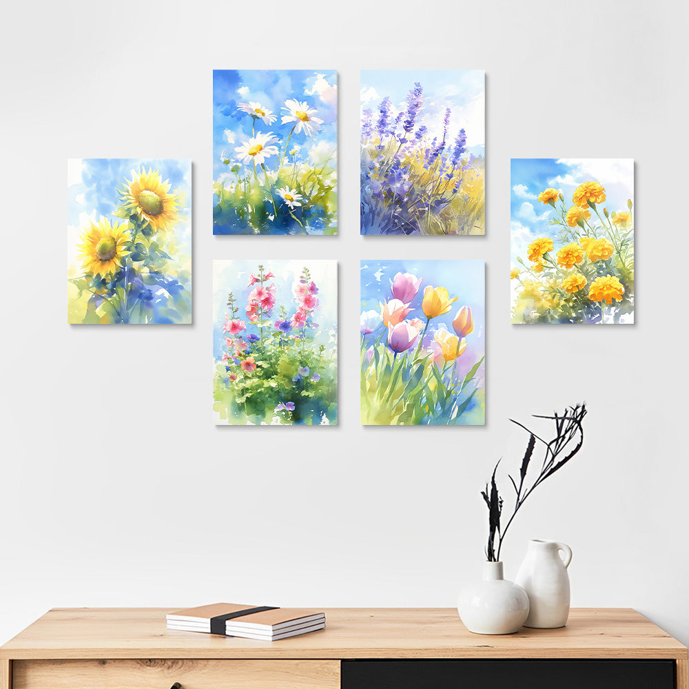 Bloemen in het Wild 6 Stuks Mini Schilderen op Nummers