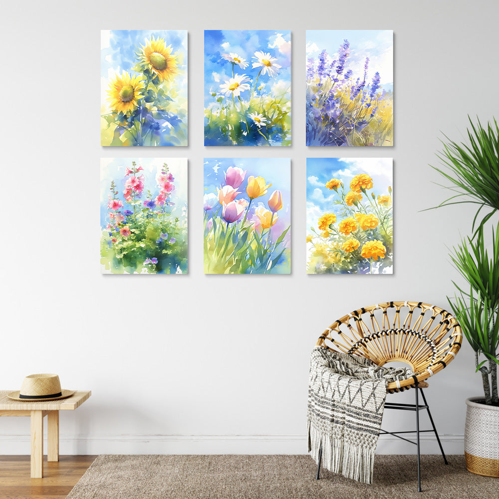 Bloemen in het Wild 6 Stuks Mini Schilderen op Nummers