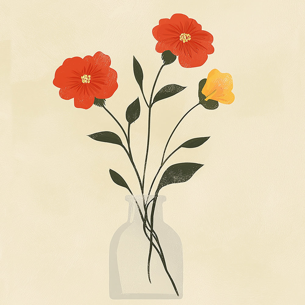 Bloemen in Warme Kleuren Mini Schilderen op Nummers