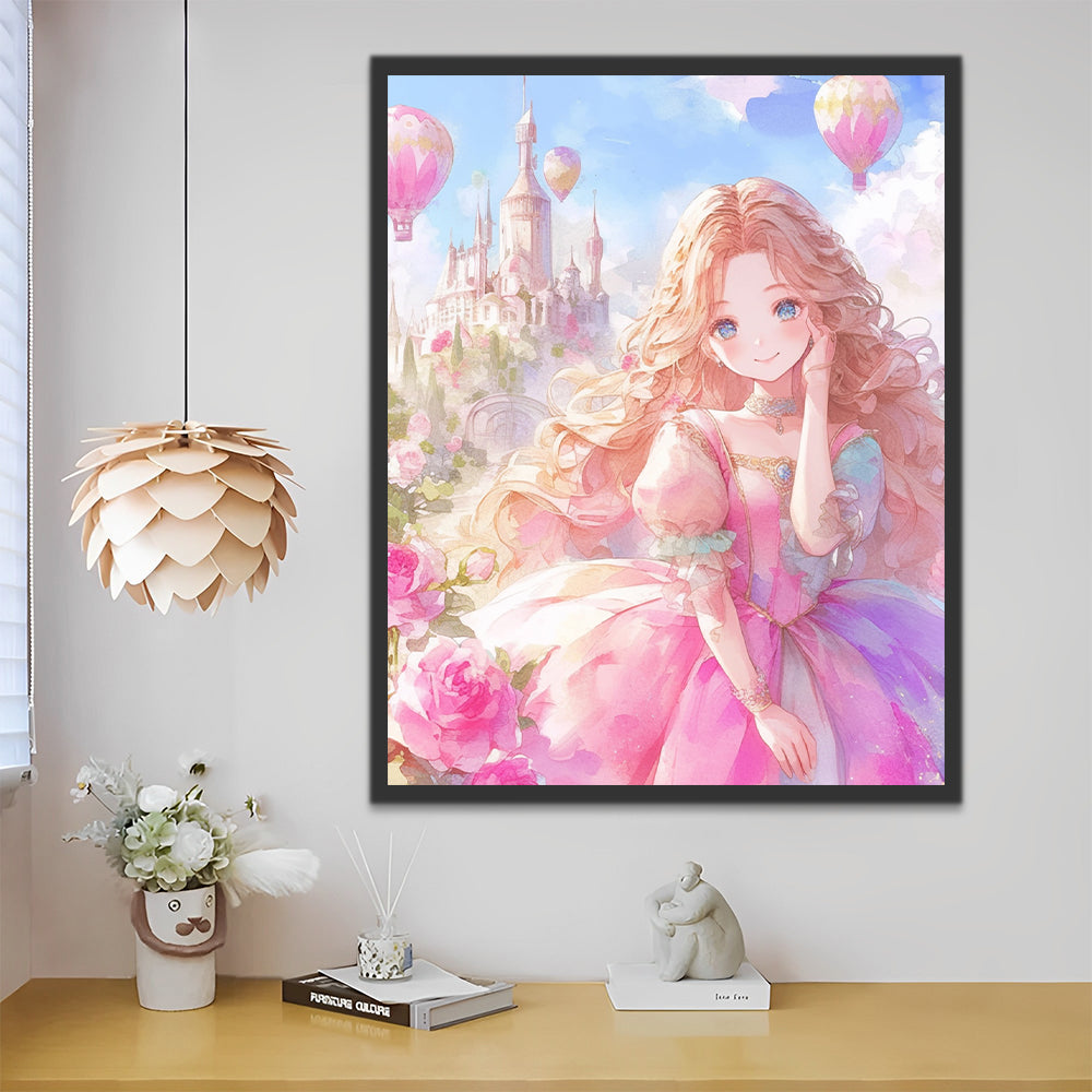 Blonde Prinses voor het Kasteel Schilderen op Nummers