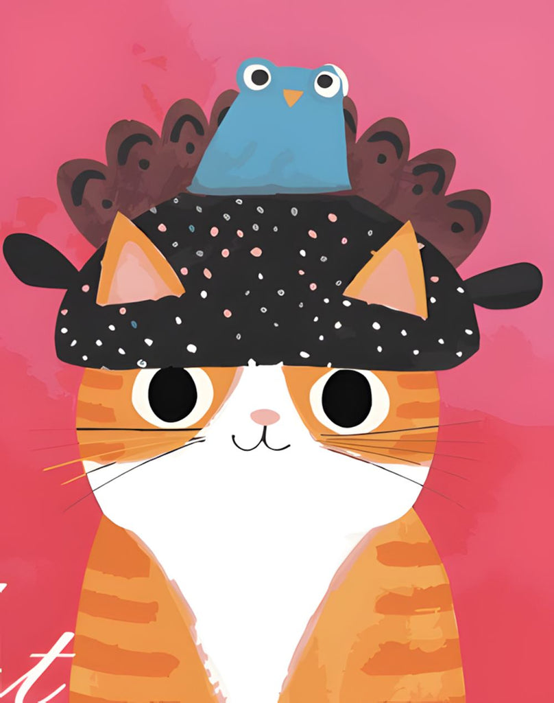 Bluebird op een Oranje Kattenkop Schilderen op Nummers