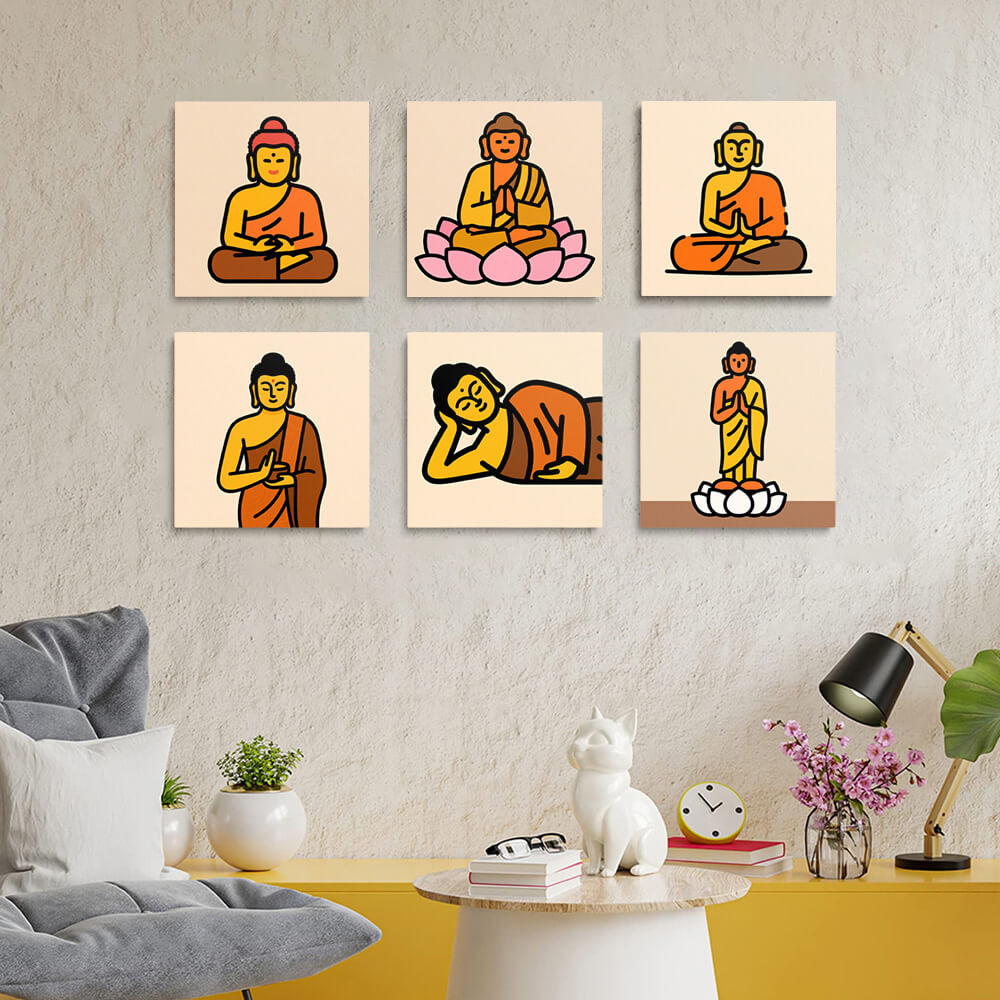 Boeddhistische Lotus Beeld 6 Stuks Mini Schilderen op Nummers