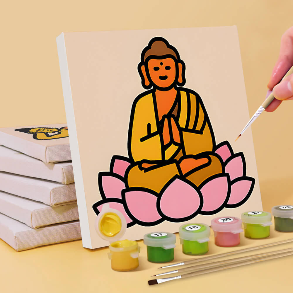 Boeddhistische Lotus Beeld 6 Stuks Mini Schilderen op Nummers