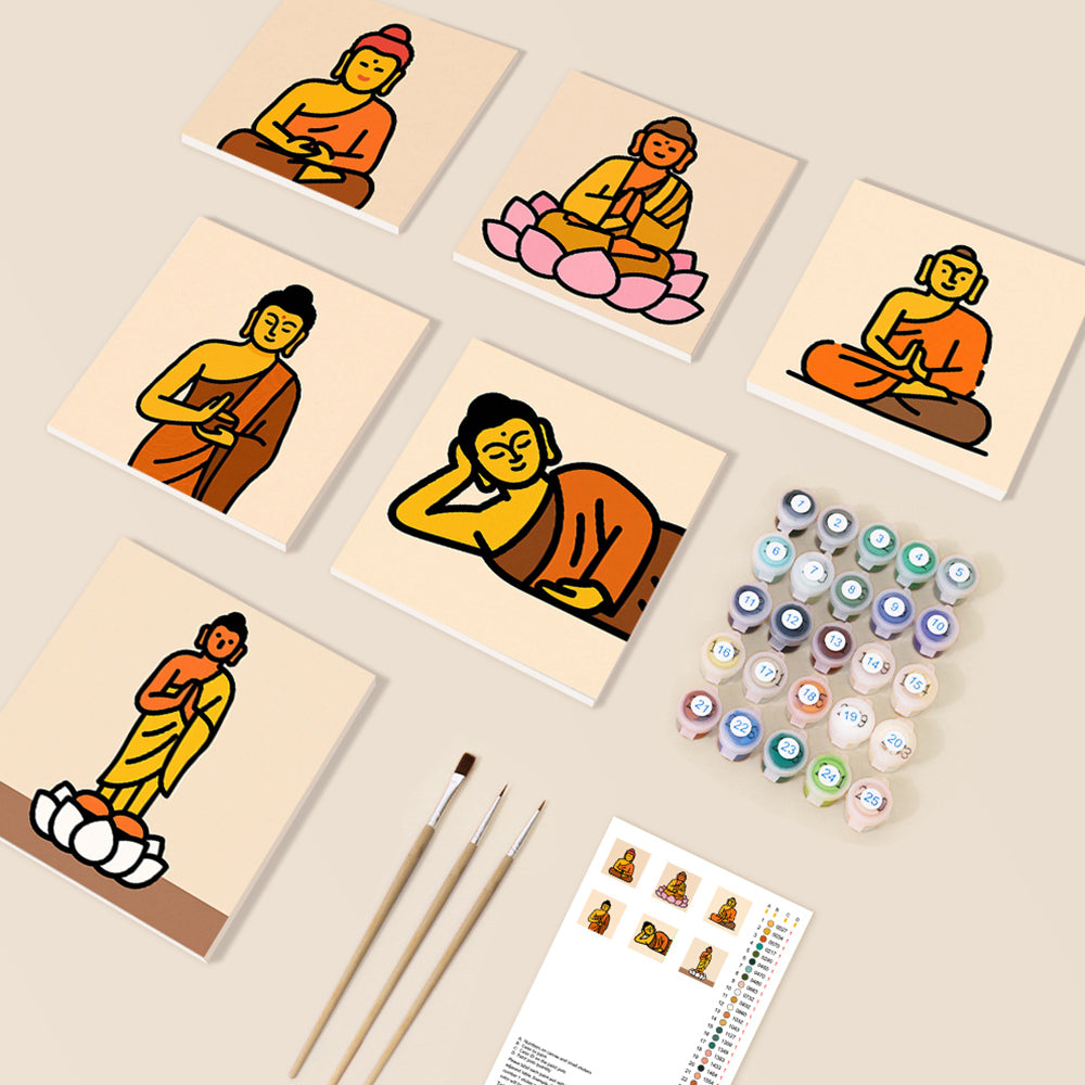 Boeddhistische Lotus Beeld 6 Stuks Mini Schilderen op Nummers