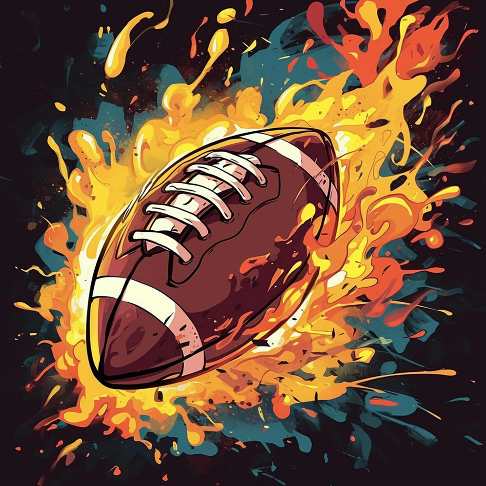 Bruine Rugbybal op Zwarte Achtergrond Schilderen op Nummers