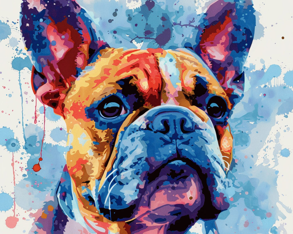 Bulldog en Blauwe Aquarel Schilderen op Nummers