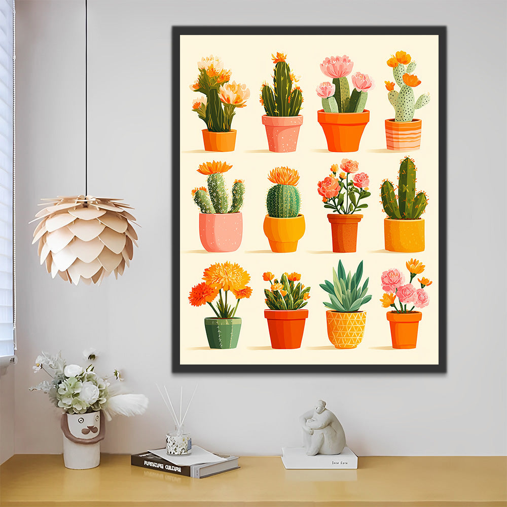 Cactus en Bloemen in Pot Schilderen op Nummers