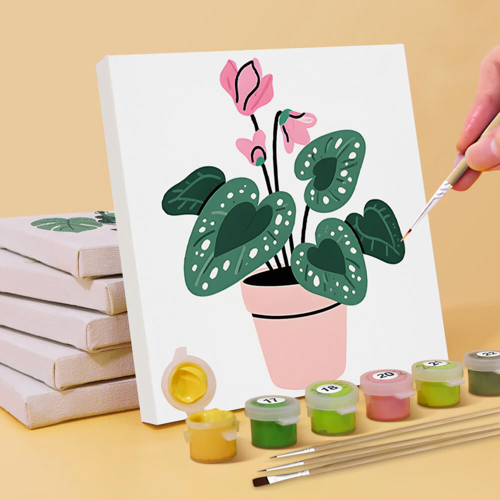 Cactus en Groene Kamerplanten 6 Stuks Mini Schilderen op Nummers