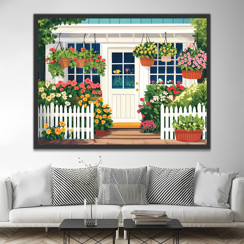 Cartoon Bloemen en Planten in de Tuin Schilderen op Nummers