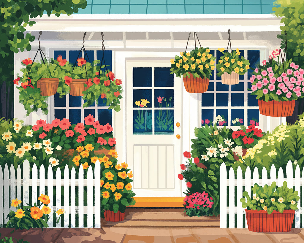 Cartoon Bloemen en Planten in de Tuin Schilderen op Nummers