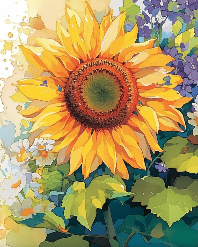 Cartoon Grote zonnebloem Schilderen op Nummers