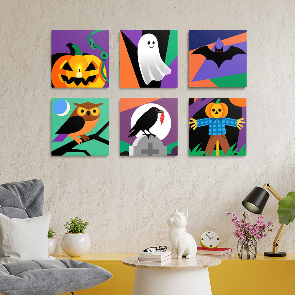 Cartoon Halloween 6 Stuks Mini Schilderen op Nummers