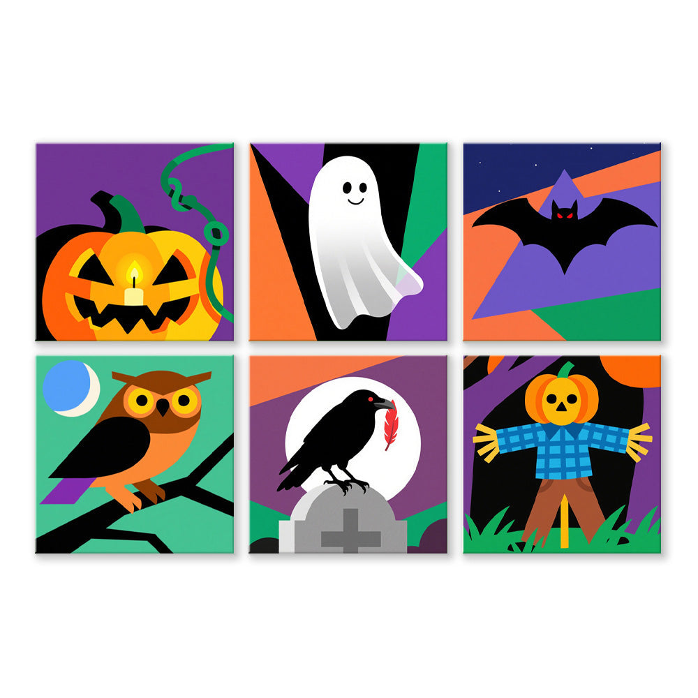 Cartoon Halloween 6 Stuks Mini Schilderen op Nummers