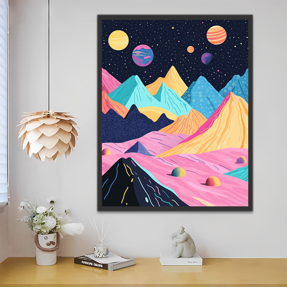 Cartoon Kosmisch Landschap Schilderen op Nummers