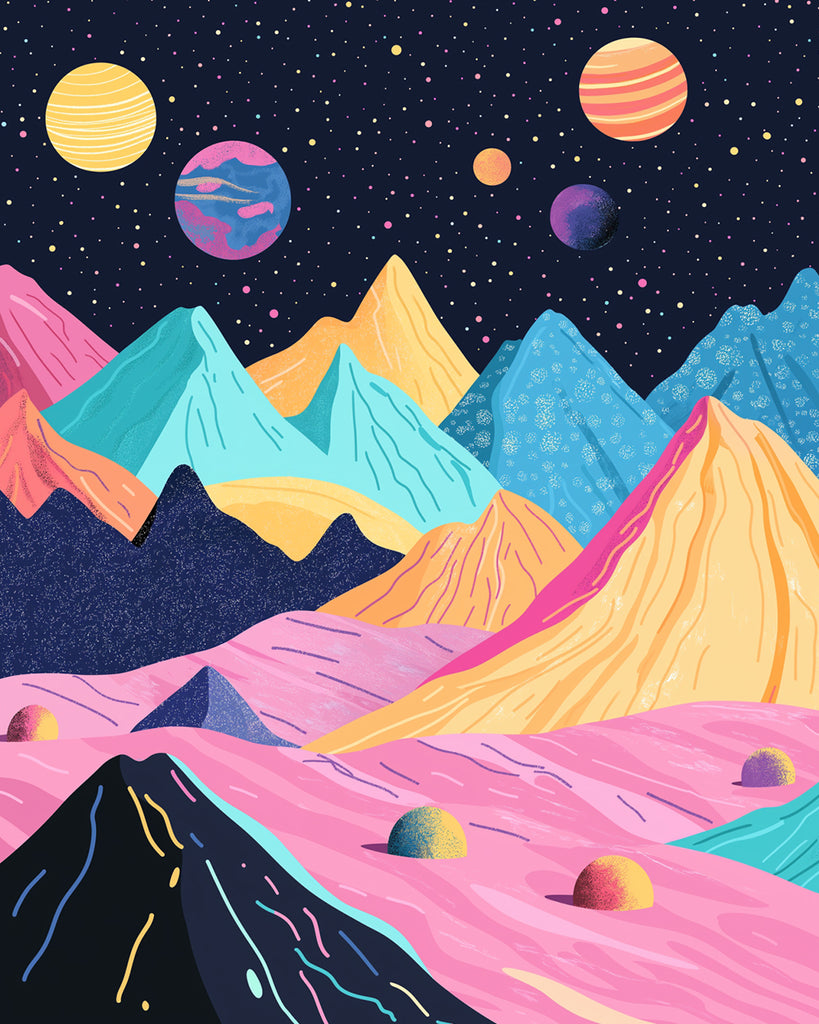 Cartoon Kosmisch Landschap Schilderen op Nummers