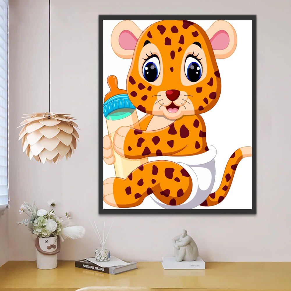 Cartoon Luipaard Baby Schilderen op Nummers Kinderen