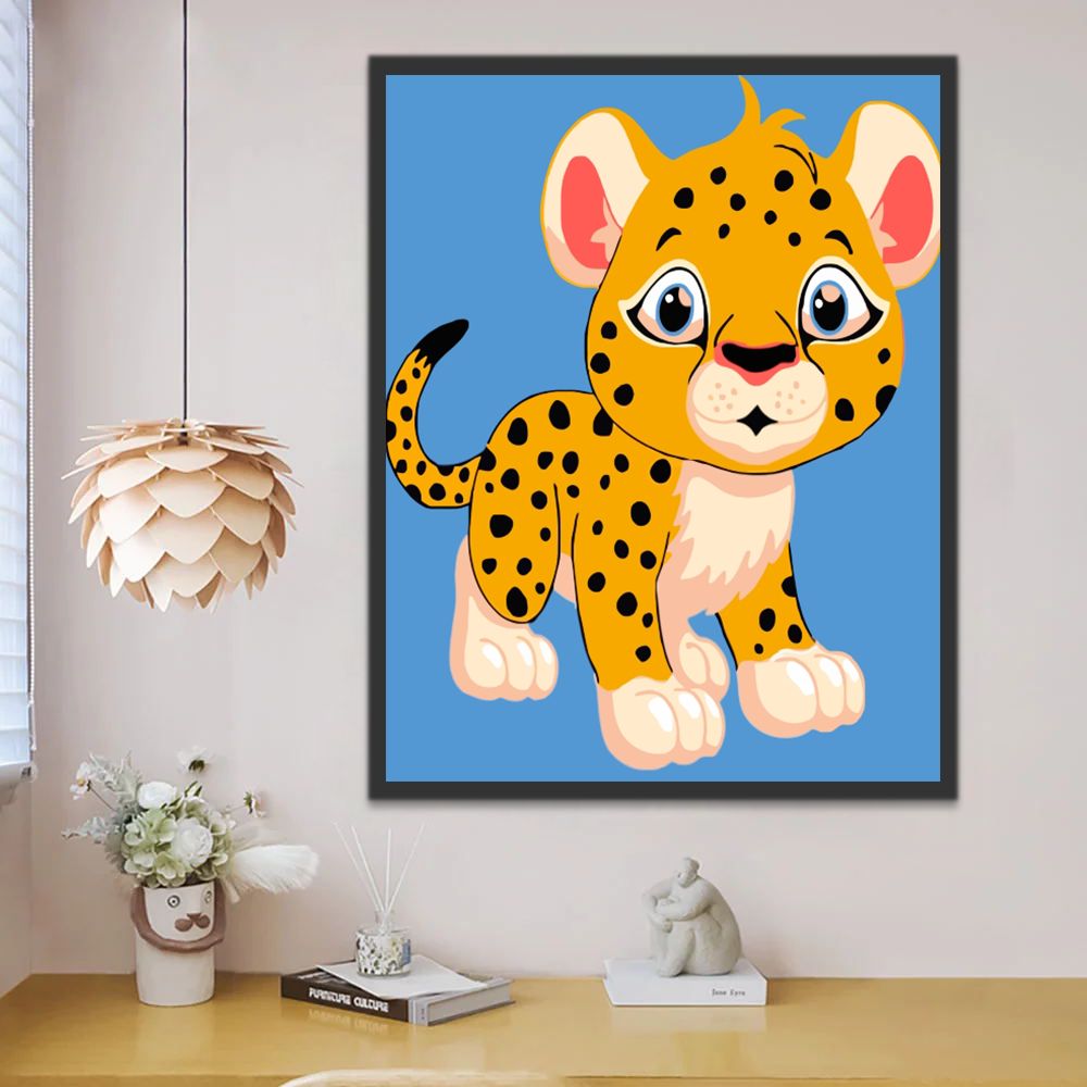Cartoon Panter Schilderen op Nummers Kinderen