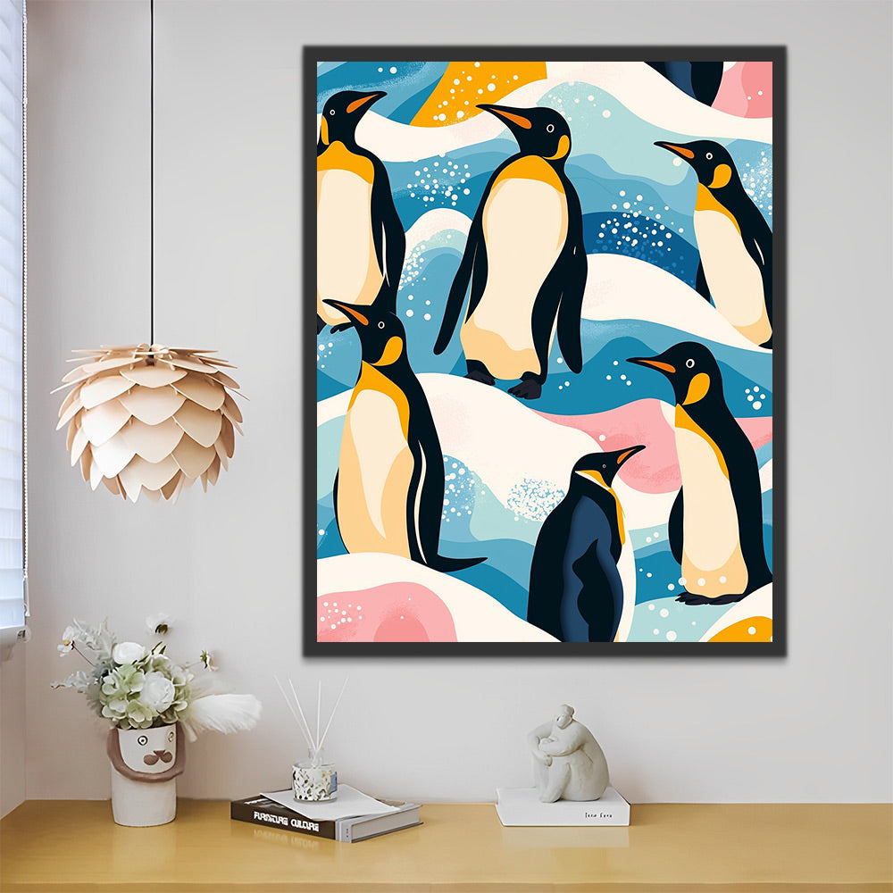 Cartoon Pinguïn Kolonie Schilderen op Nummers