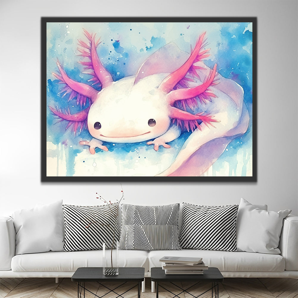 Cartoon Roze Axolotl Schilderen op Nummers