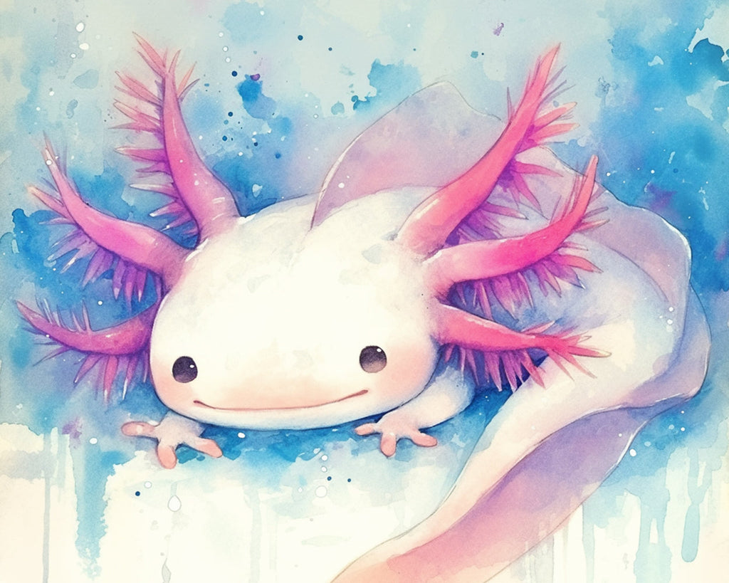 Cartoon Roze Axolotl Schilderen op Nummers