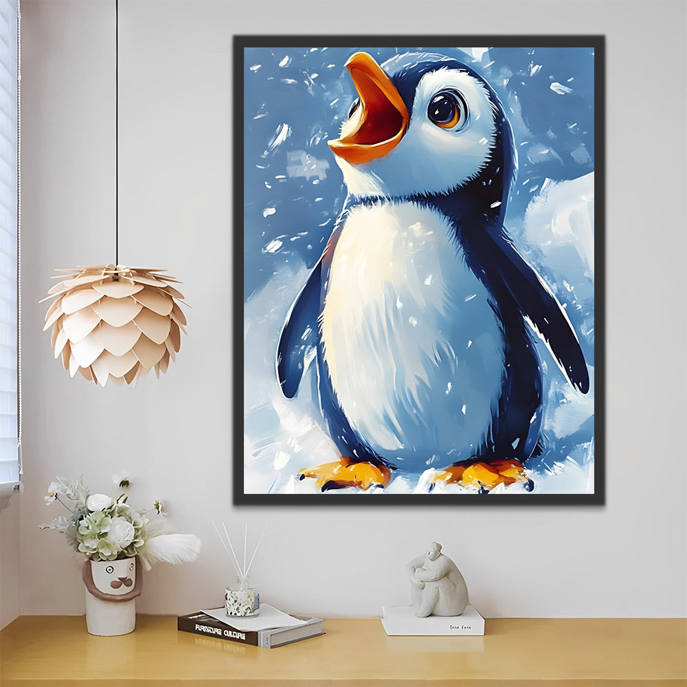 Cartoon Schattige Pinguïn Schilderen op Nummers
