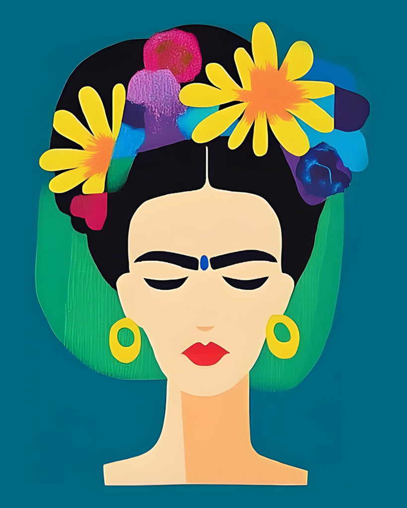 Cartoon Vrouw met Bloemen op het Hoofd Schilderen op Nummers